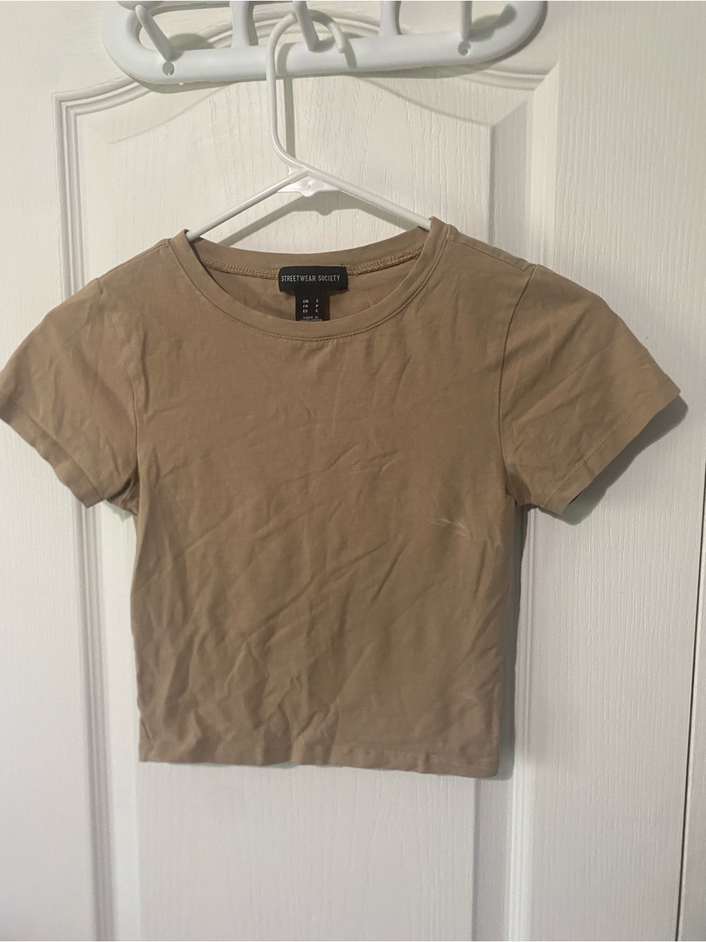Streetwear Society Tan Short-Sleeve Cropped Crew Tee